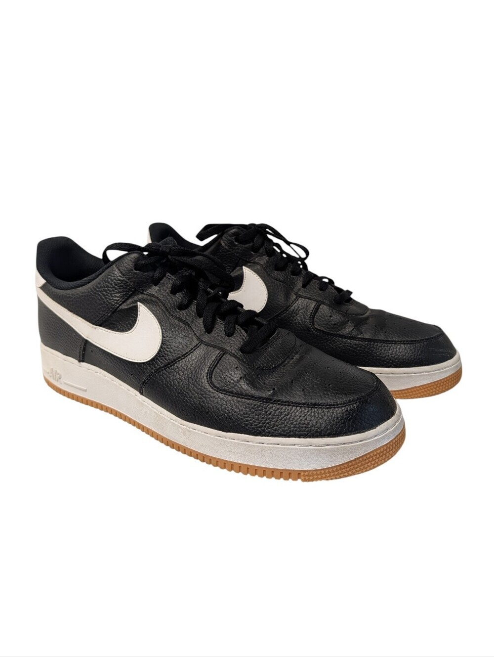 Nike Air Force 1 Men's Black White Leather Gum Sole Sneakers Size 18 AF1 Low